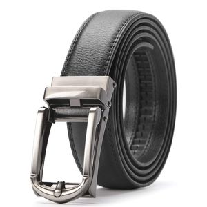Mens Leather Ratchet Adjustable Dress Belt Black